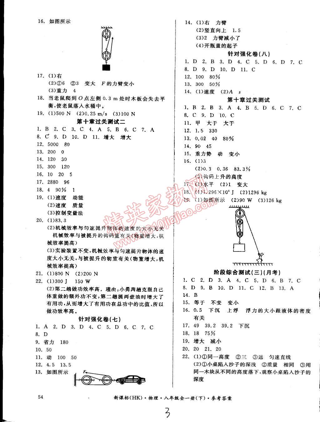 2014年同步活页测试卷全品小复习八年级物理全一册沪科版 第3页