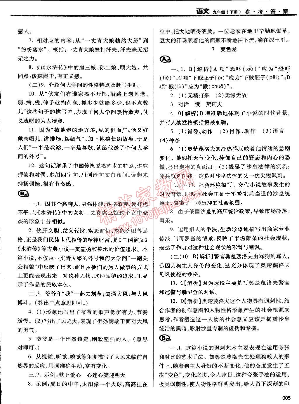 2015年学习质量监测九年级语文下册人教版 第5页