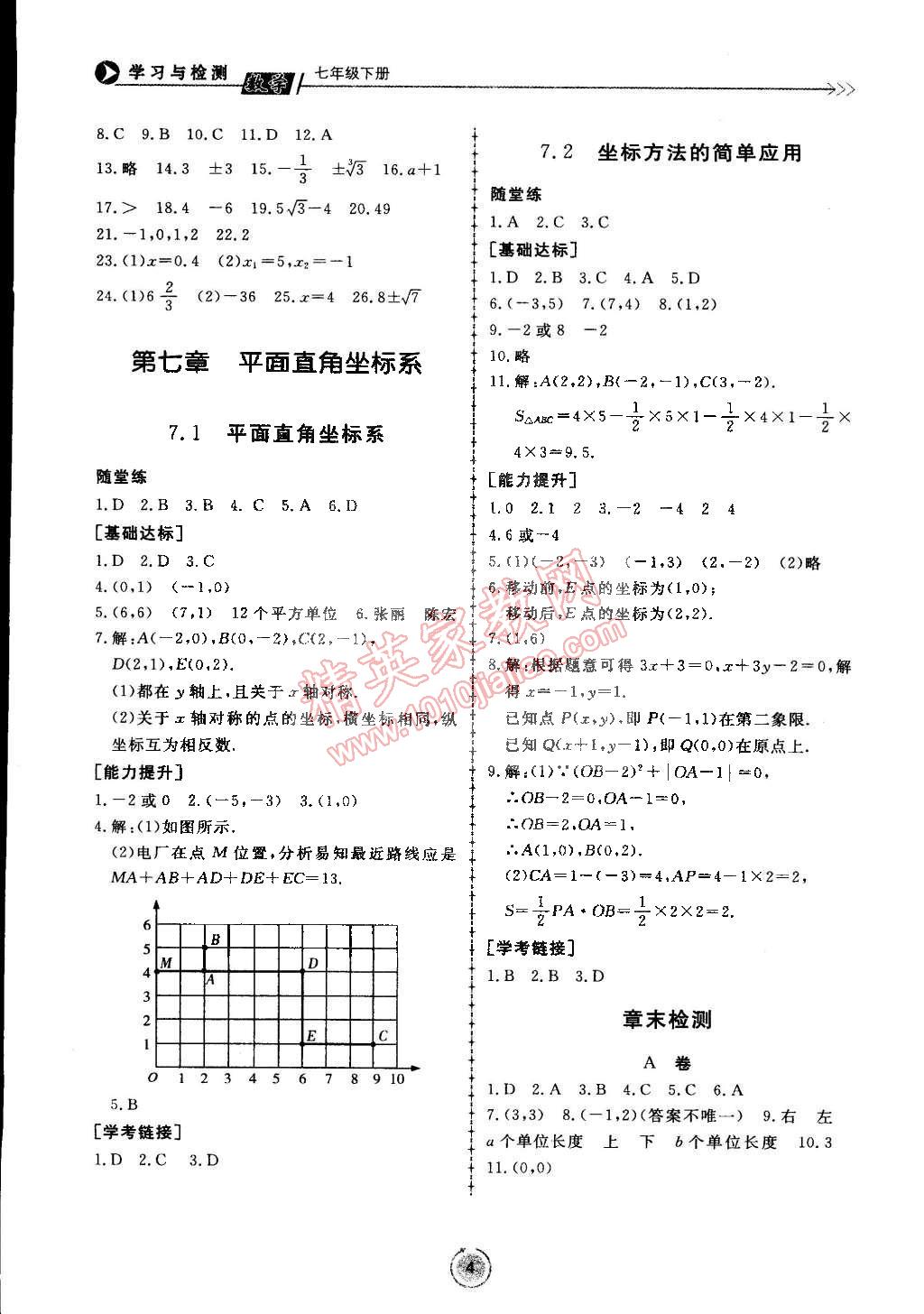 2015年學(xué)習(xí)與檢測七年級數(shù)學(xué)下冊 第4頁