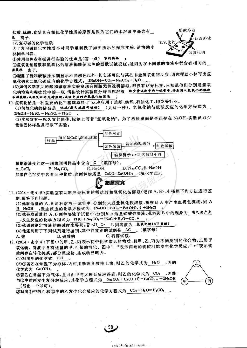 2015年思維新觀察九年級(jí)化學(xué)下冊(cè)人教版 第58頁