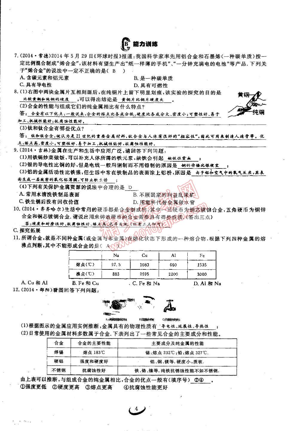 2015年思維新觀察九年級(jí)化學(xué)下冊(cè)人教版 第4頁