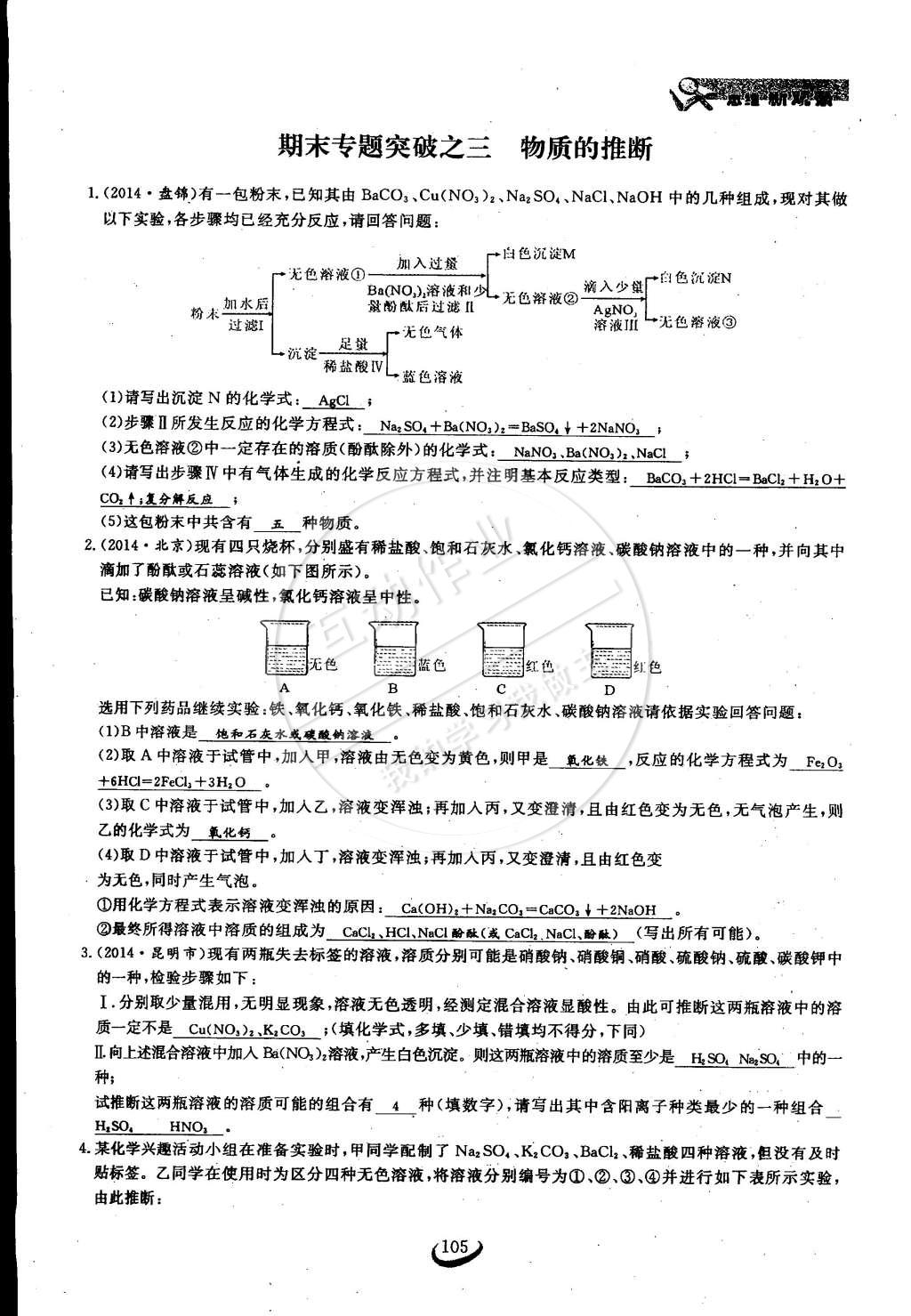 2015年思維新觀察九年級化學(xué)下冊人教版 第105頁