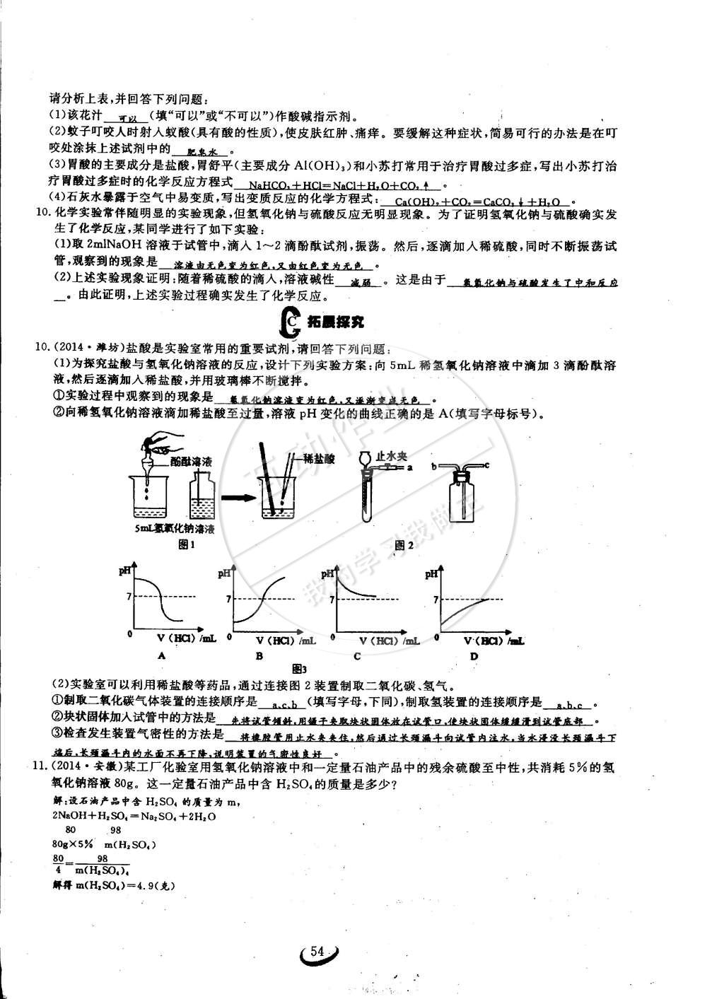 2015年思維新觀察九年級(jí)化學(xué)下冊(cè)人教版 第54頁(yè)