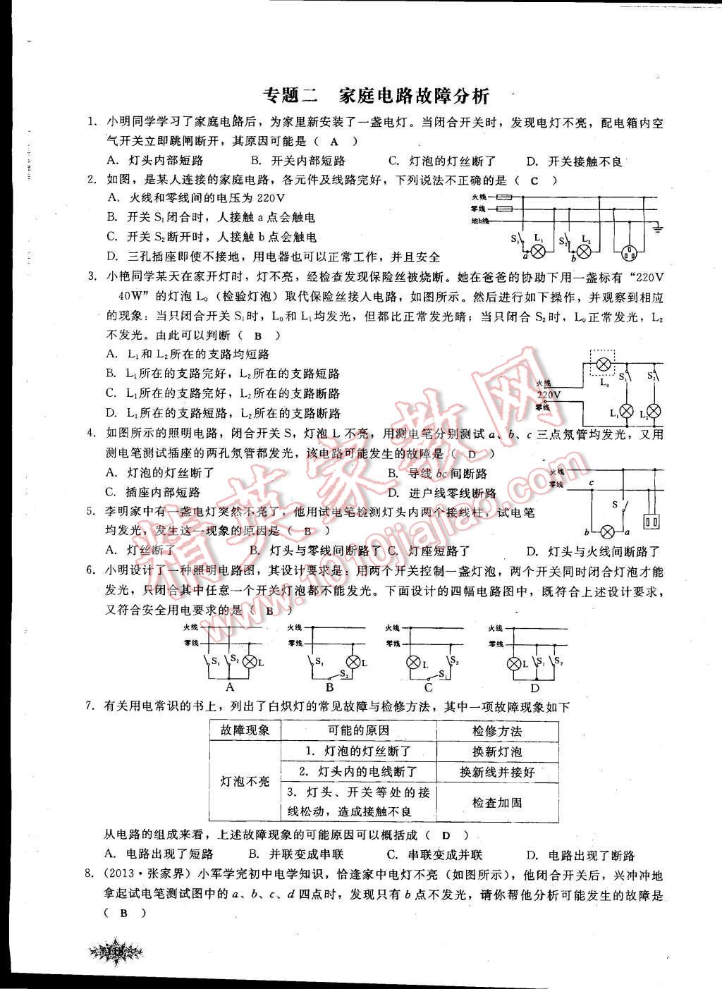 2014年思維新觀察課時(shí)作業(yè)本九年級(jí)物理全一冊(cè)人教版 第126頁