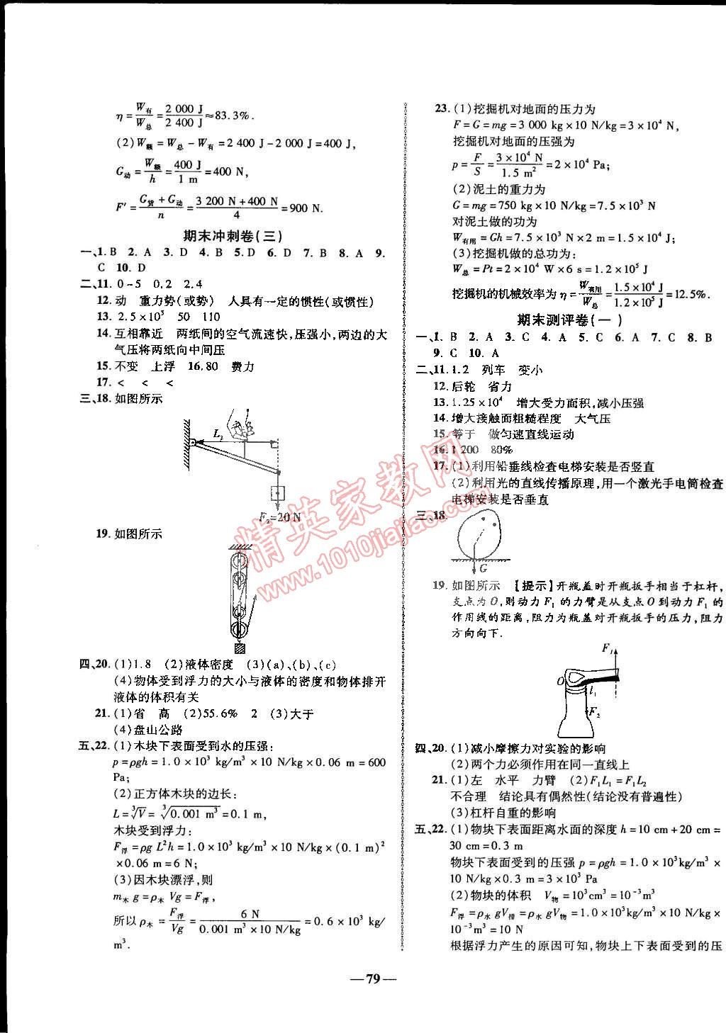 2015年培優(yōu)奪冠金卷名師點(diǎn)撥八年級物理下冊人教版 第15頁