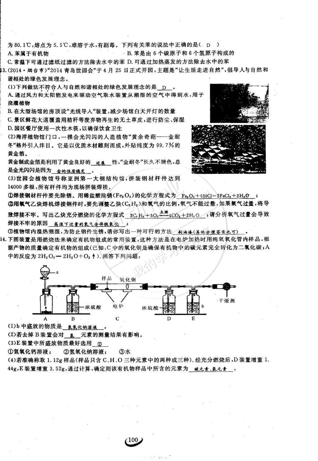 2015年思維新觀察九年級化學(xué)下冊人教版 第100頁