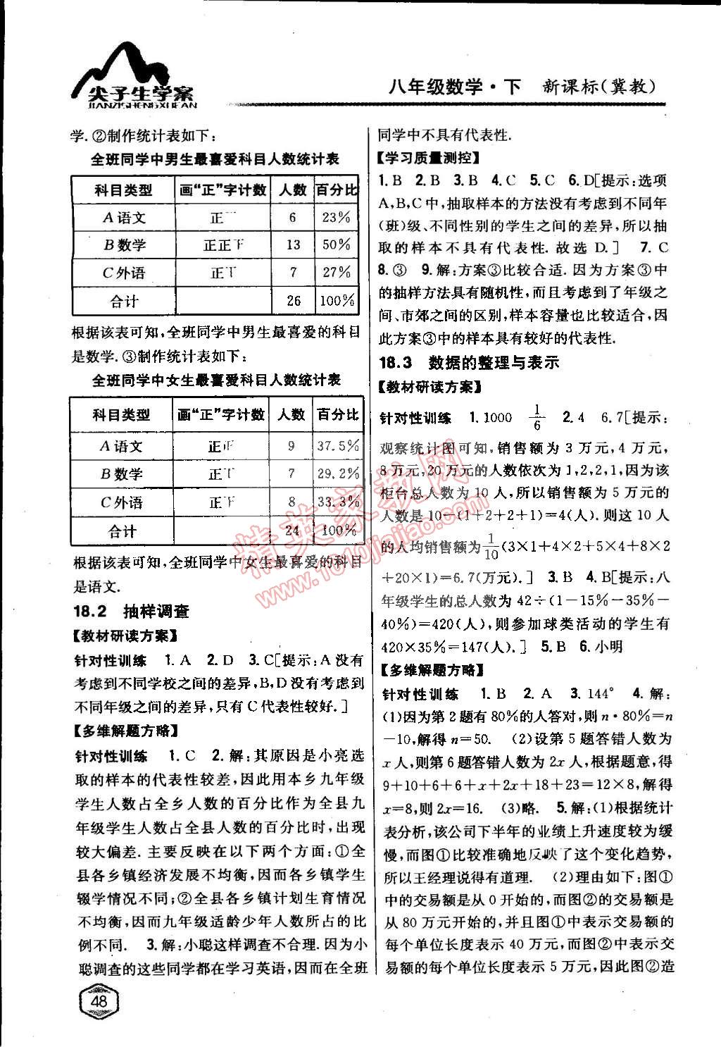 2015年尖子生学案八年级数学下册冀教版 第2页