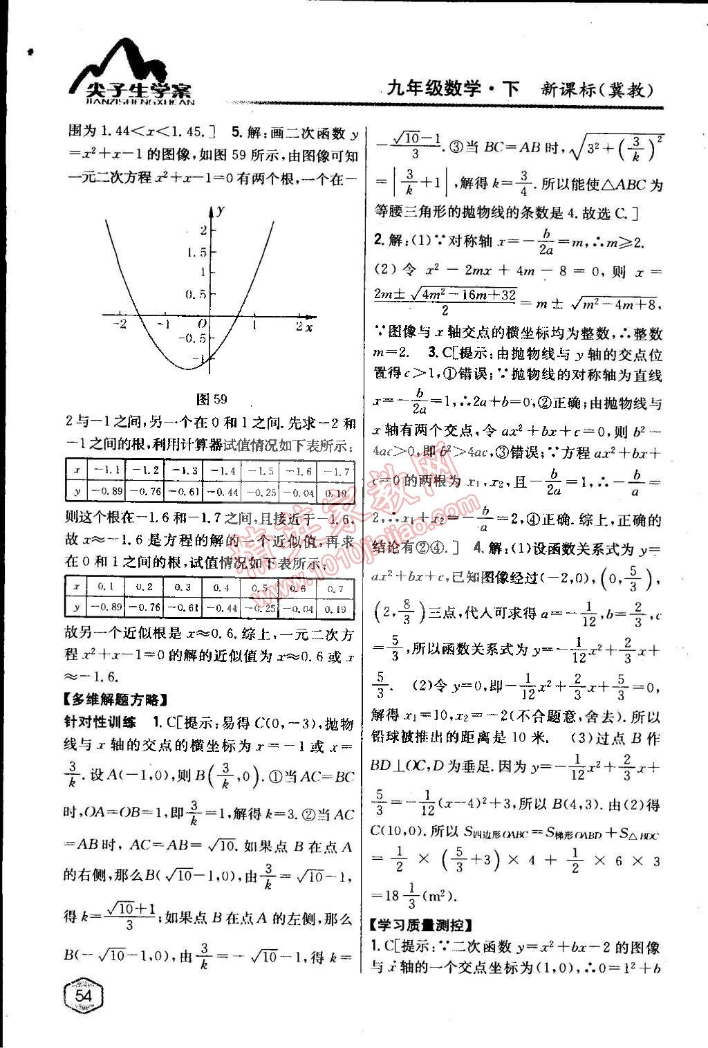 2015年尖子生學(xué)案九年級(jí)數(shù)學(xué)下冊(cè)冀教版 第54頁(yè)