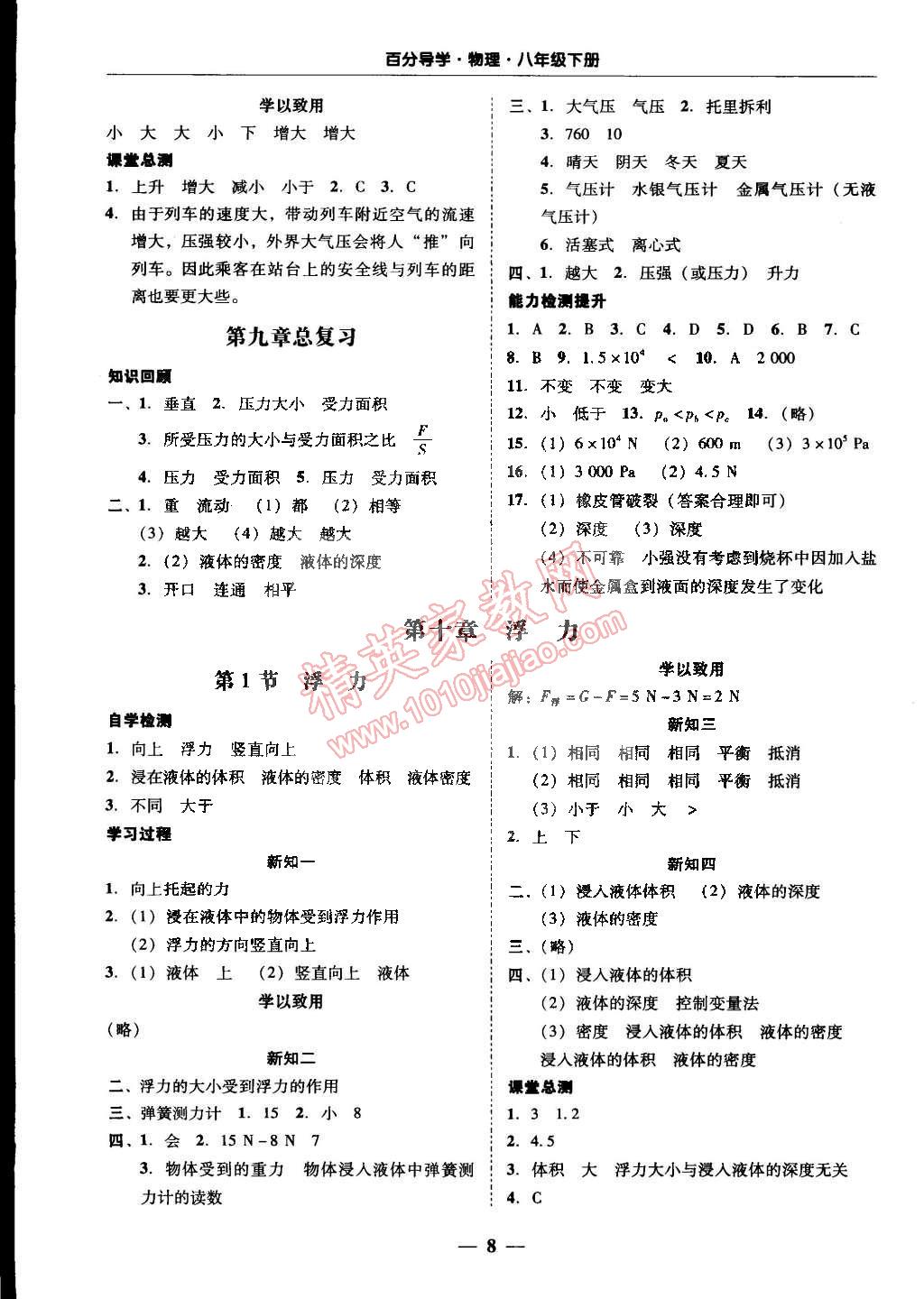 2015年易百分百分导学八年级物理下册人教版 第8页