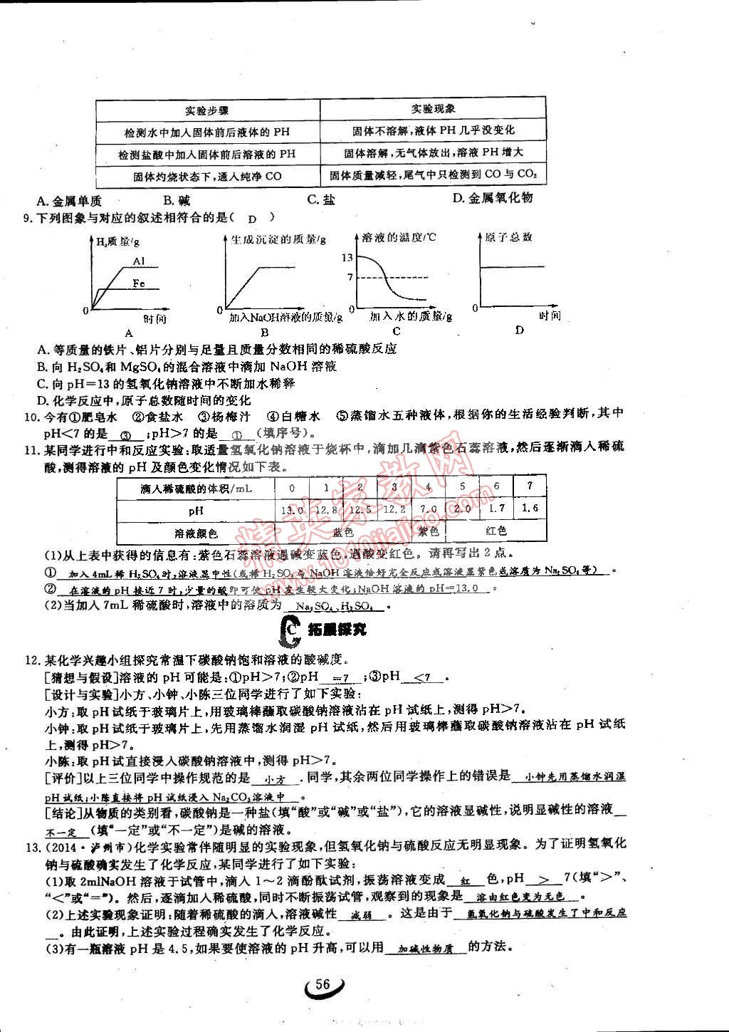 2015年思維新觀察九年級化學(xué)下冊人教版 第56頁