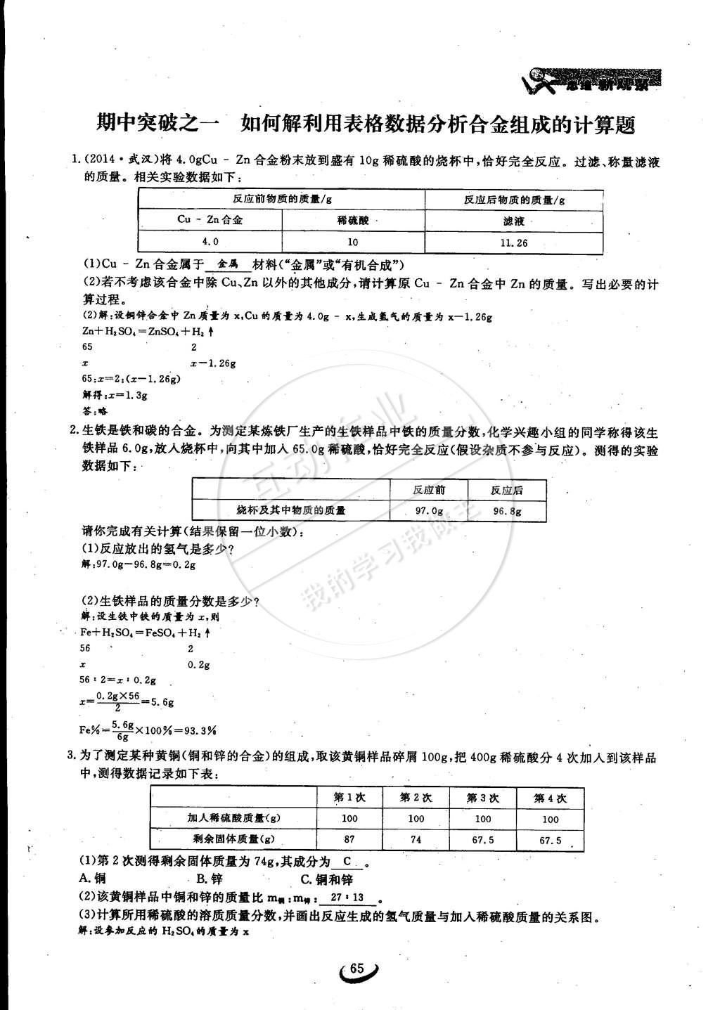 2015年思維新觀察九年級(jí)化學(xué)下冊(cè)人教版 第65頁