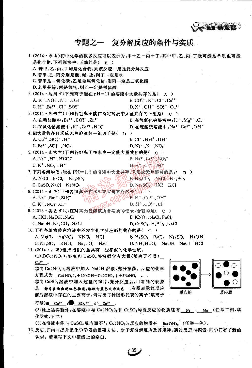 2015年思維新觀察九年級化學下冊人教版 第85頁