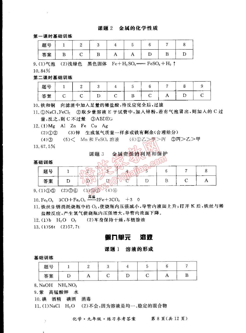 2014年新課標(biāo)形成性練習(xí)與檢測(cè)九年級(jí)化學(xué)全一冊(cè) 第20頁(yè)