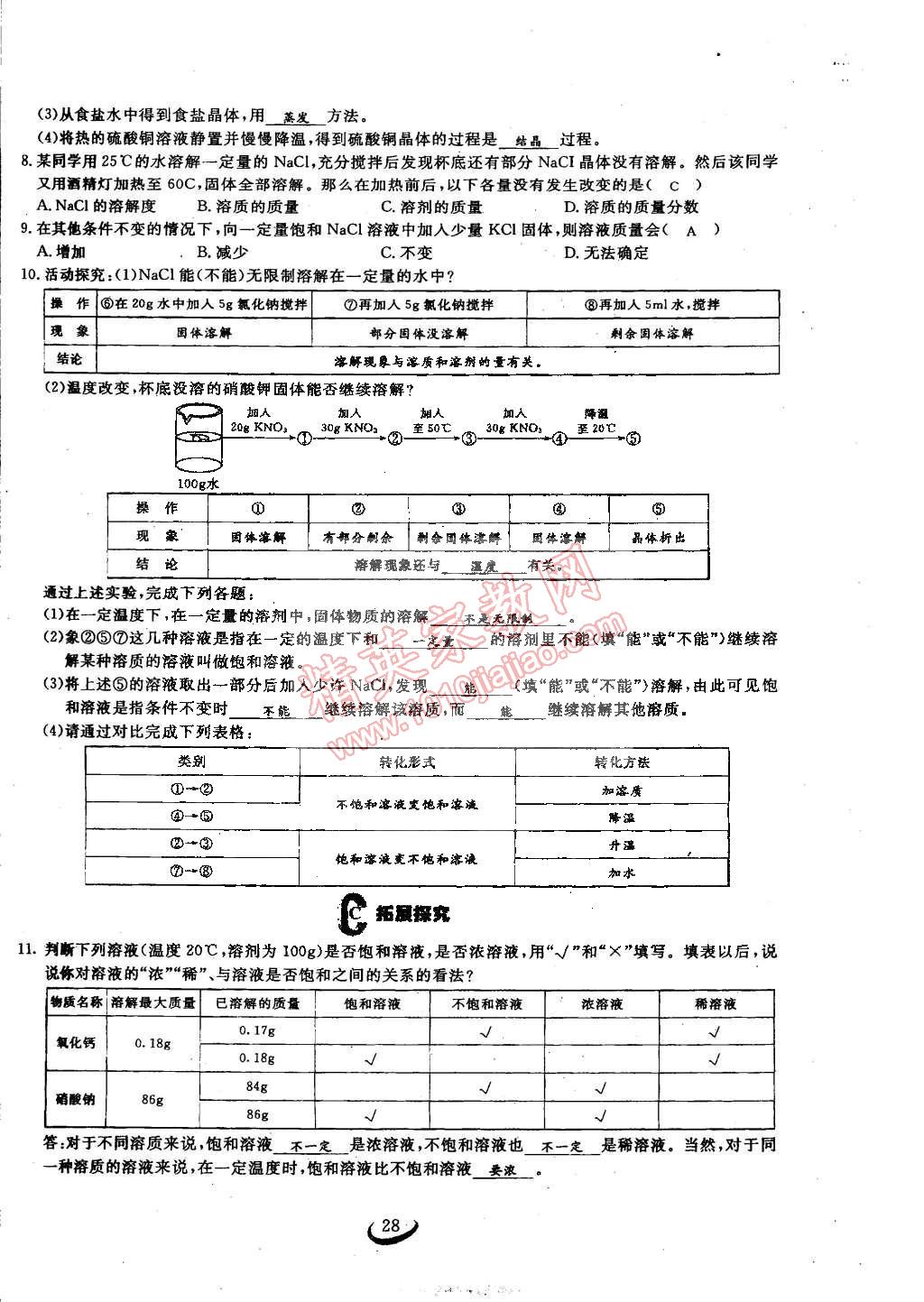 2015年思維新觀察九年級化學下冊人教版 第28頁