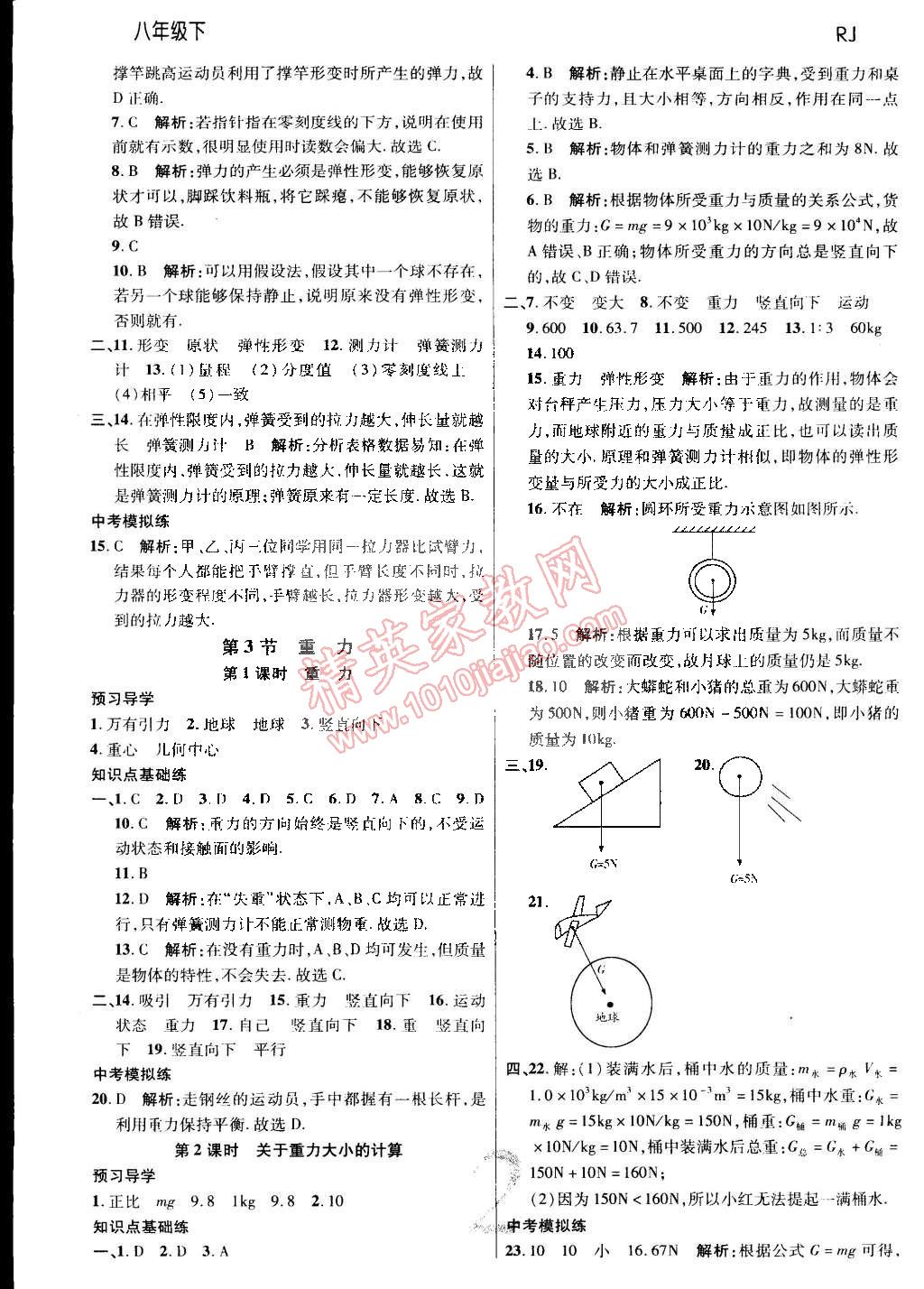 2015年一線調(diào)研學(xué)業(yè)測評(píng)八年級(jí)物理下冊(cè) 第2頁