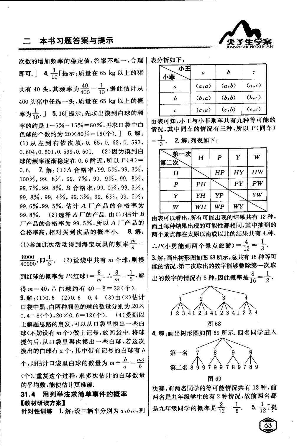 2015年尖子生學(xué)案九年級數(shù)學(xué)下冊冀教版 第31頁