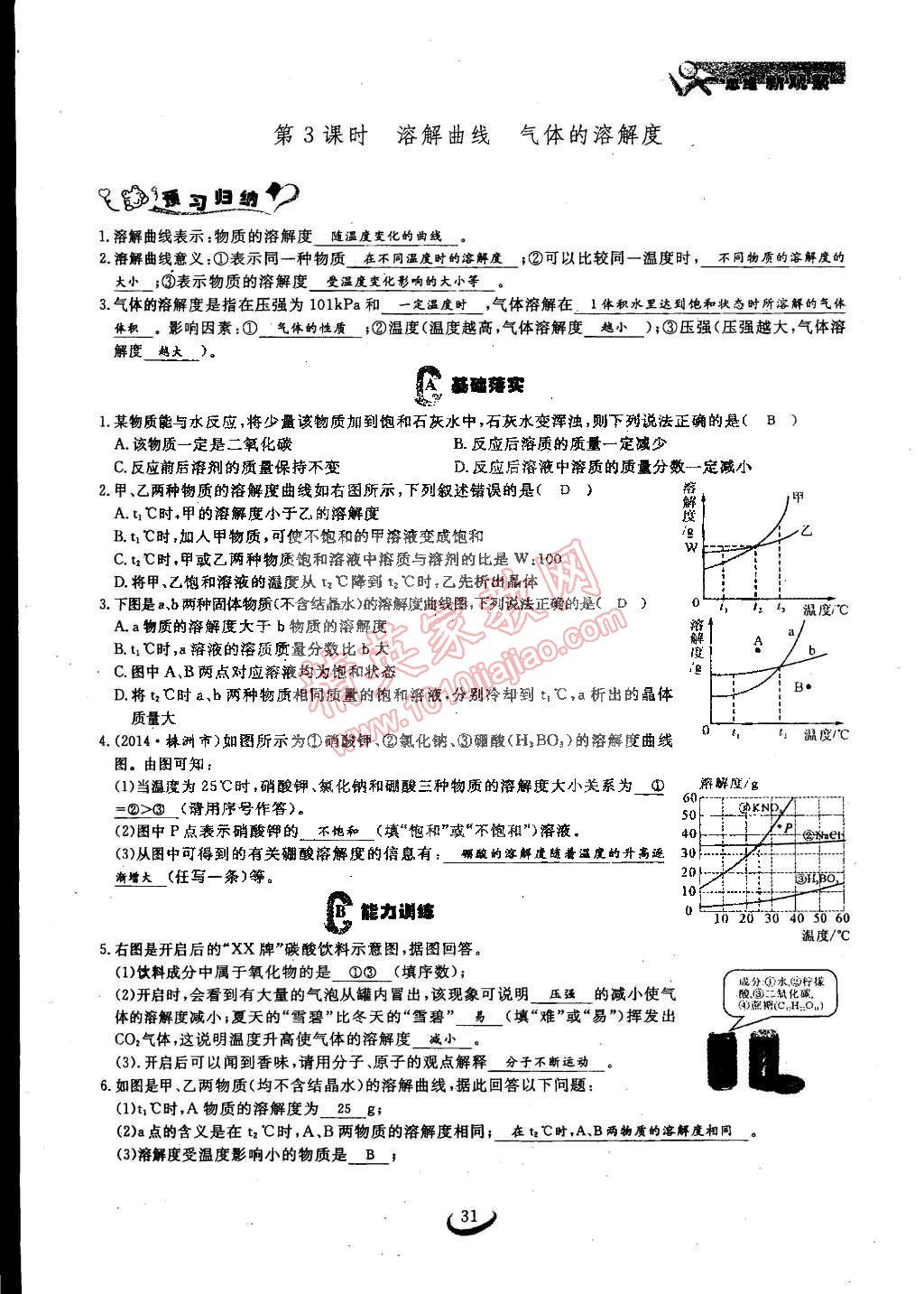 2015年思維新觀察九年級化學(xué)下冊人教版 第31頁