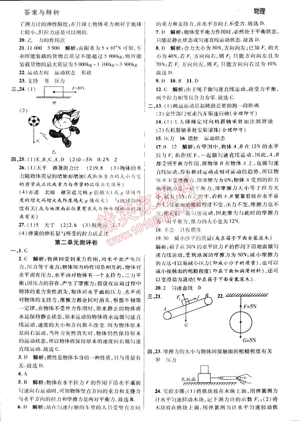 2015年一線調(diào)研學(xué)業(yè)測(cè)評(píng)八年級(jí)物理下冊(cè) 第17頁