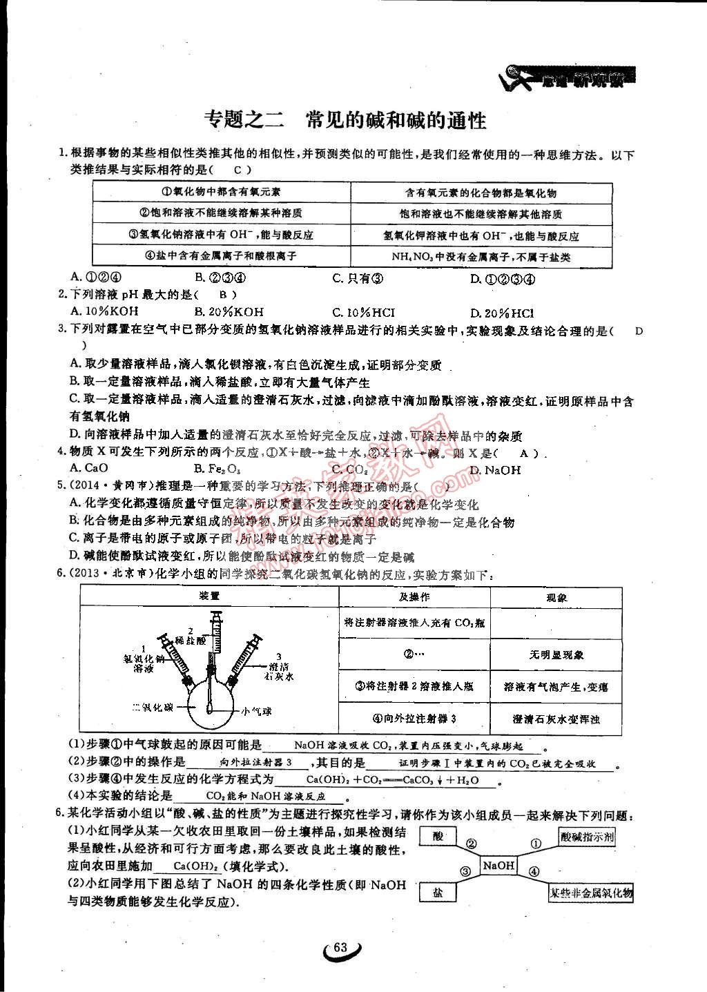 2015年思維新觀察九年級化學(xué)下冊人教版 第63頁