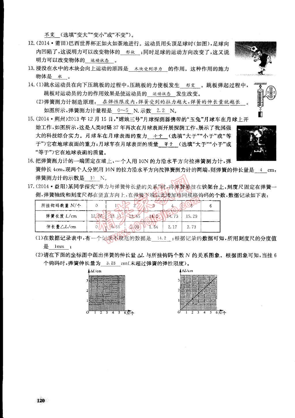 2015年思維新觀察課前課后八年級物理下冊人教版 第120頁