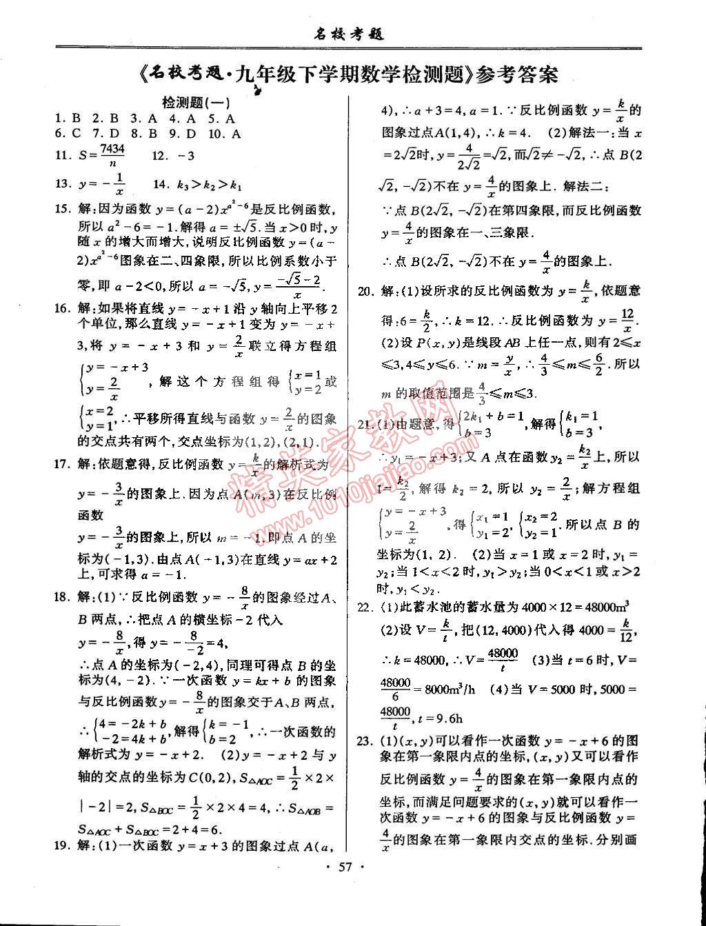 2015年名校考题九年级数学下册人教版 第1页