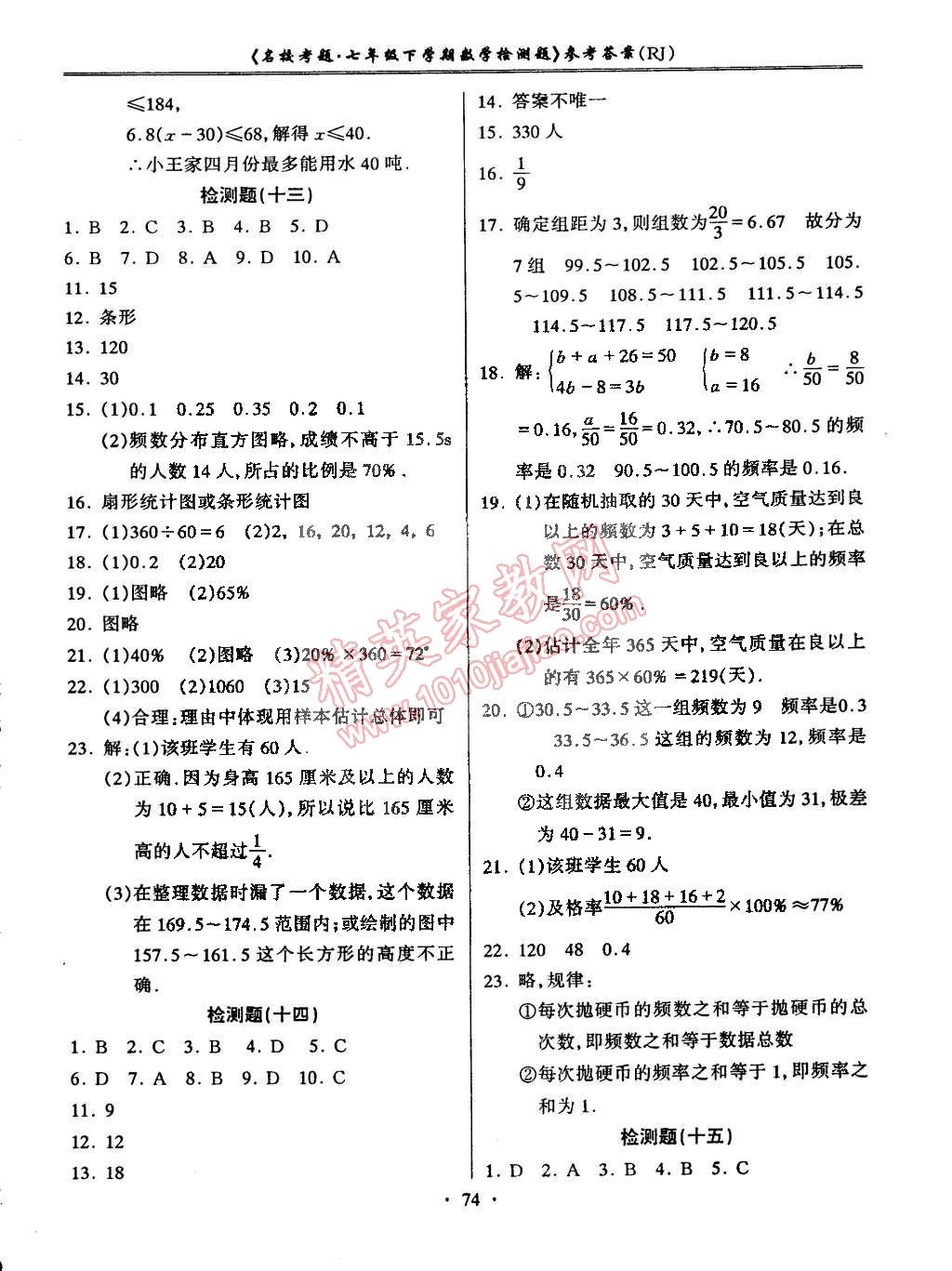 2015年名校考题七年级数学下册人教版 第10页