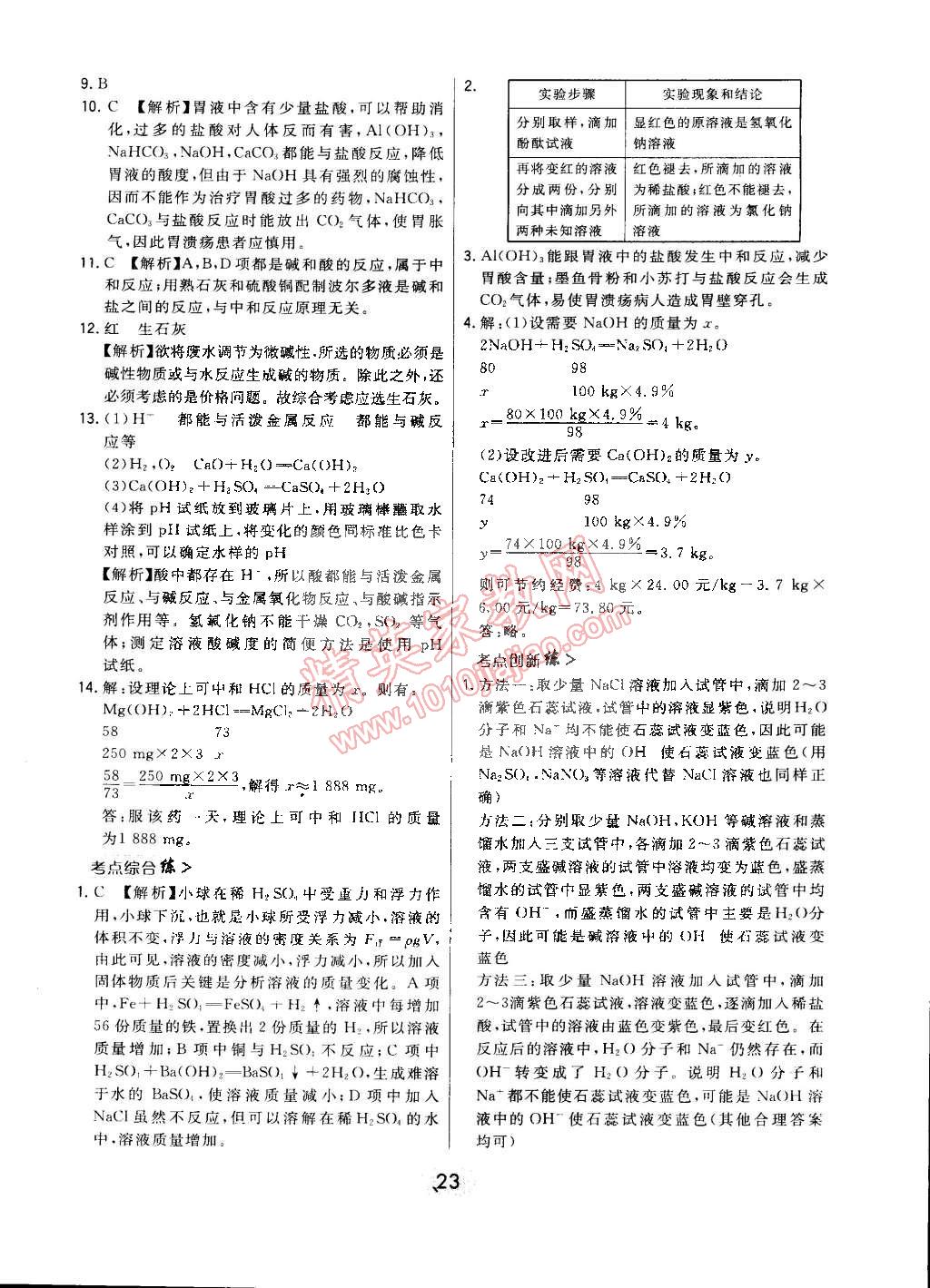 2015年北大绿卡课时同步讲练九年级化学下册人教版 第75页