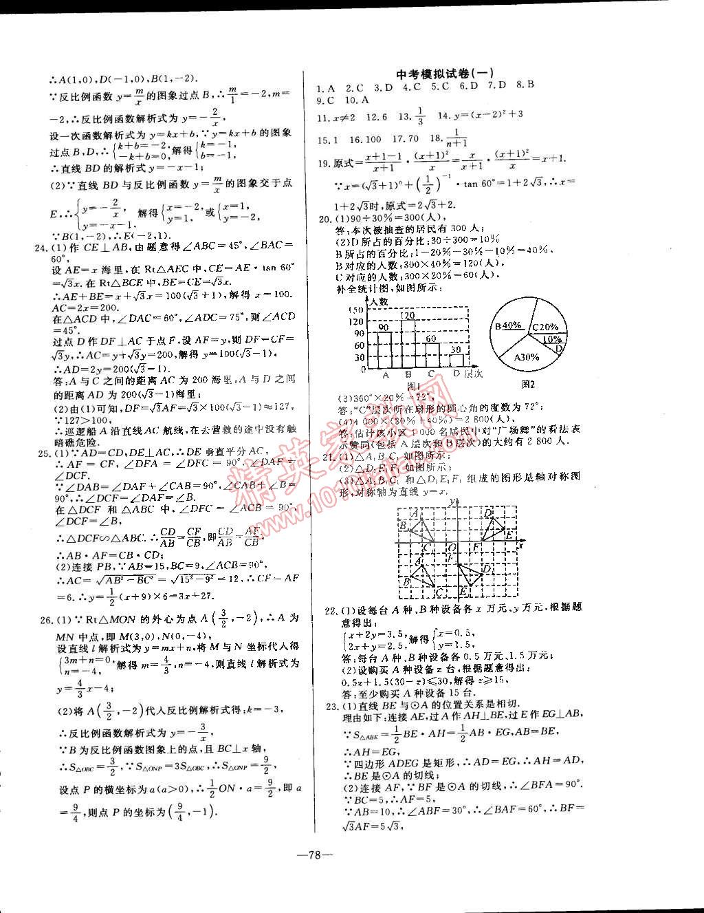 2015年精彩考評單元測評卷九年級數(shù)學(xué)下冊人教版 第22頁