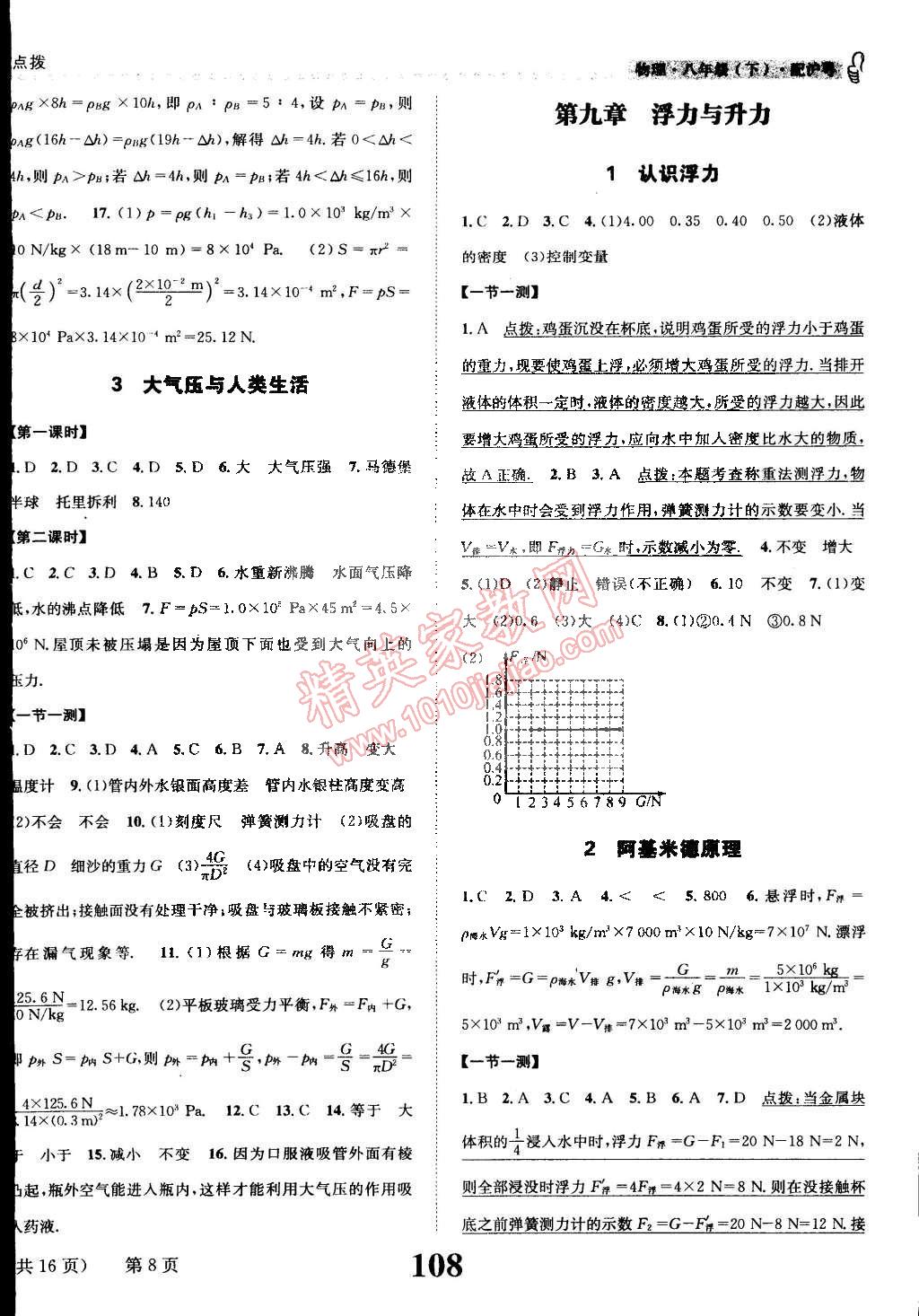 2015年課時(shí)達(dá)標(biāo)練與測八年級物理下冊滬粵版 第8頁