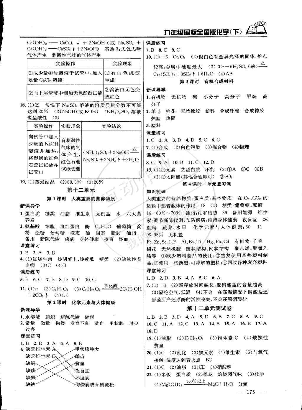 2015年课时学案作业本九年级化学下册国标全国版 第9页