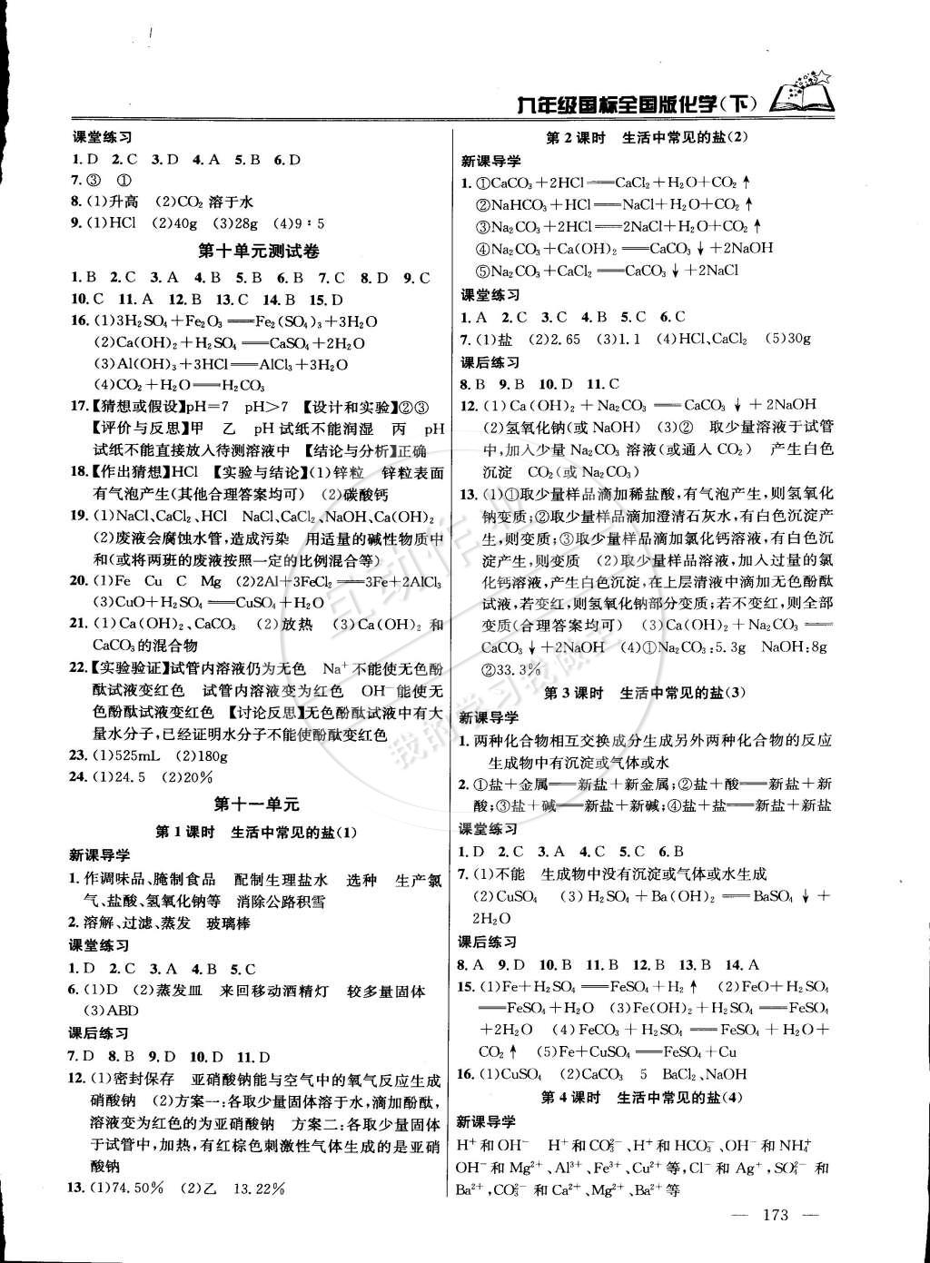 2015年课时学案作业本九年级化学下册国标全国版 第7页