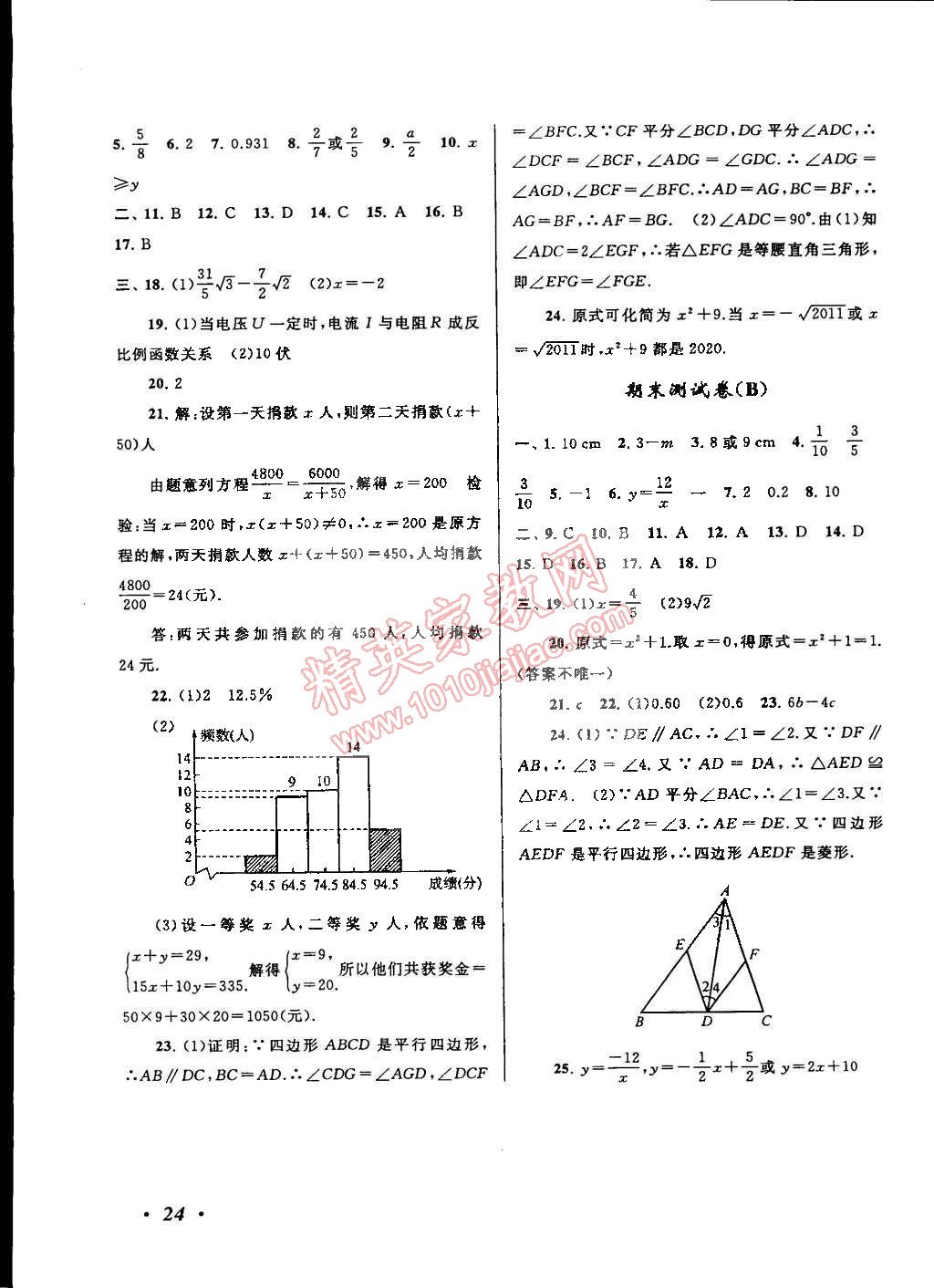 2015年自主學(xué)習(xí)當(dāng)堂反饋八年級(jí)數(shù)學(xué)下冊(cè)蘇科版 第24頁(yè)