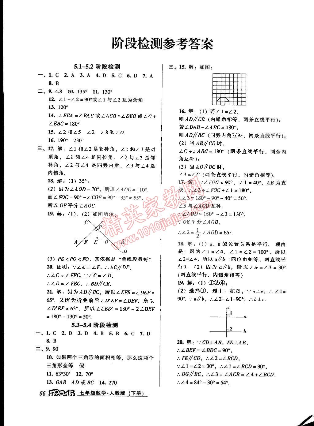 2015年52045模塊式全能訓(xùn)練七年級數(shù)學(xué)下冊人教版 第14頁