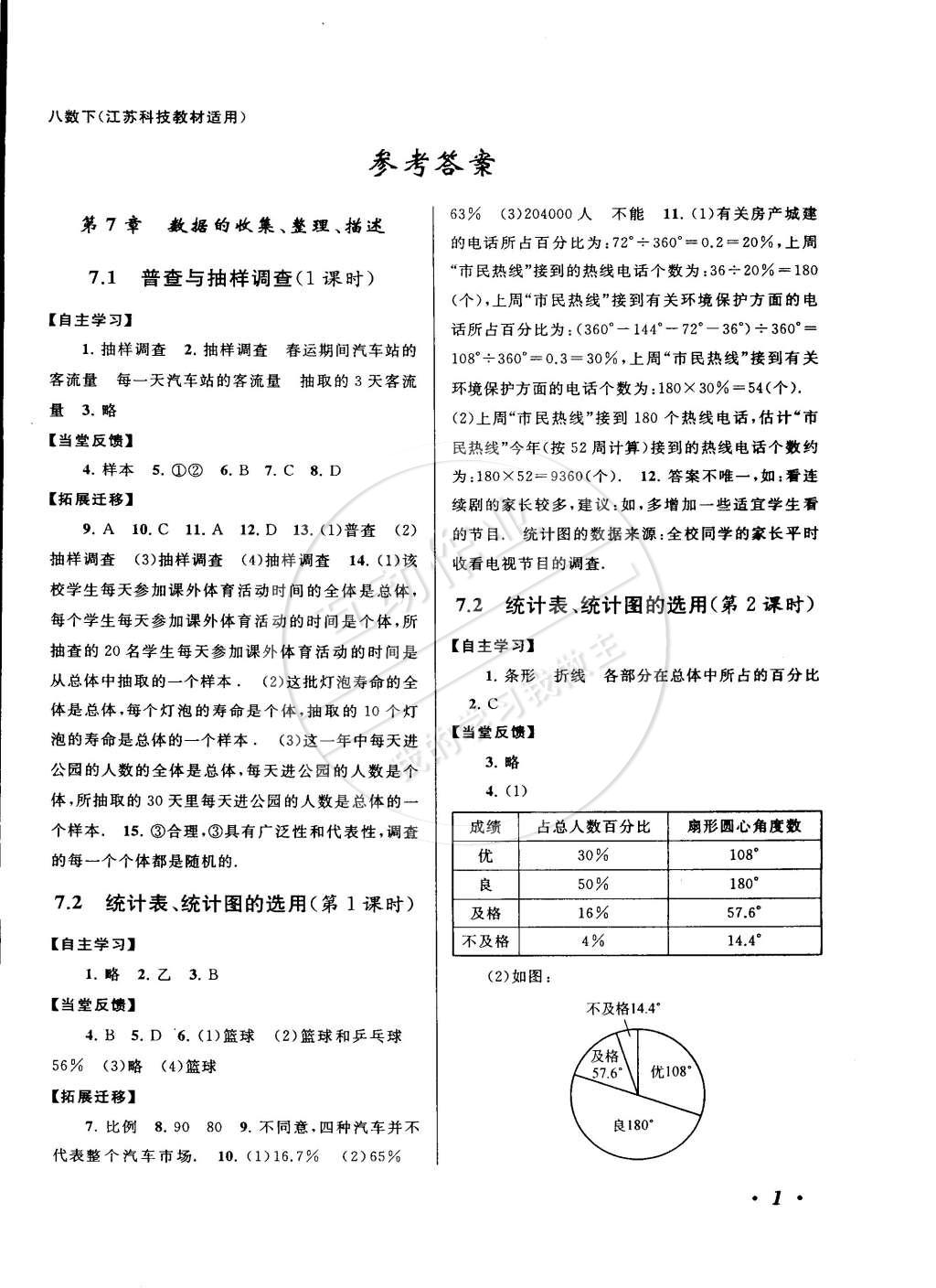 2015年自主学习当堂反馈八年级数学下册苏科版 第1页