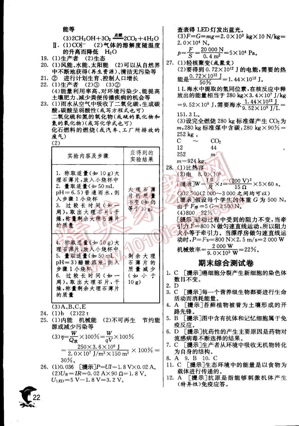 2015年實(shí)驗(yàn)班提優(yōu)訓(xùn)練九年級科學(xué)下冊浙教版 第22頁