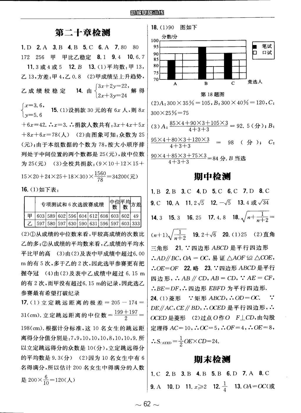 2015年新编基础训练八年级数学下册人教版 第18页