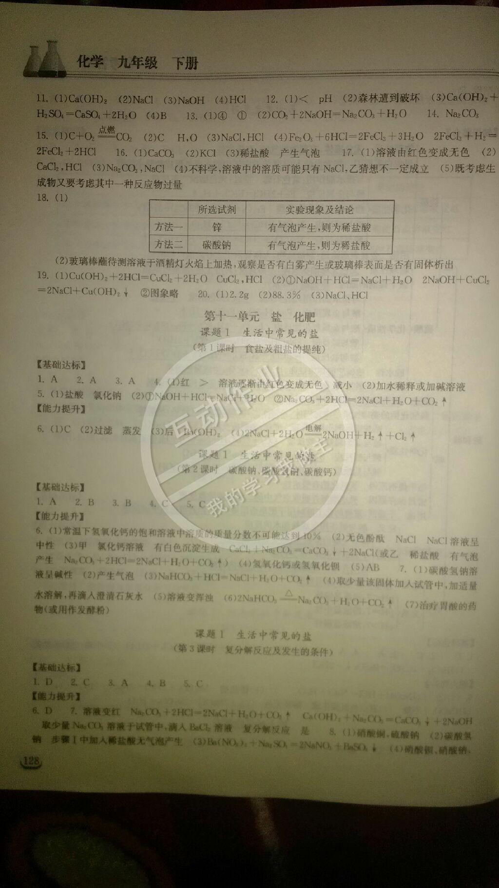 2015长江作业本同步练习册九年级化学下册 第8页