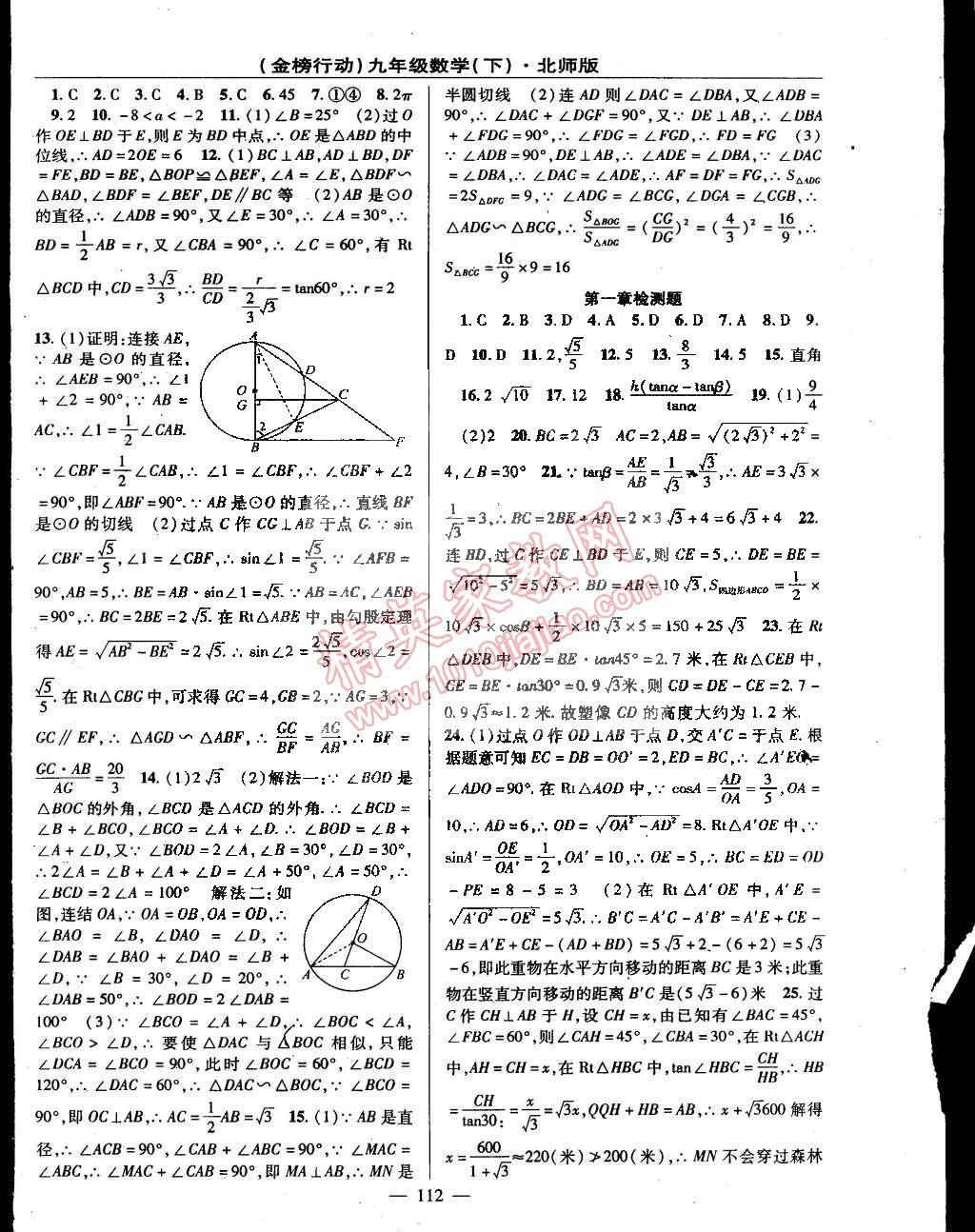 2015年金榜行动九年级数学下册北师大版 第12页