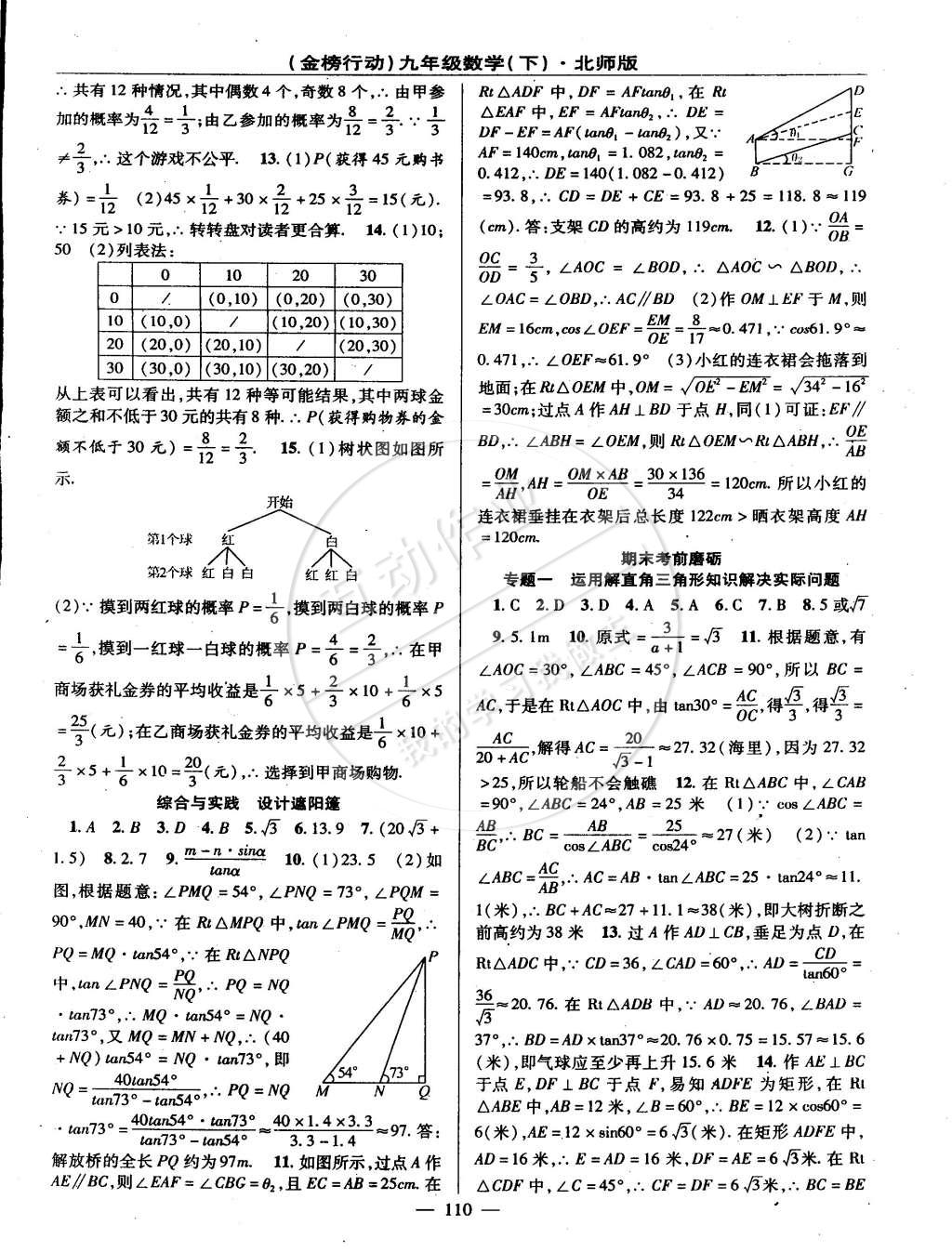 2015年金榜行动九年级数学下册北师大版 第10页