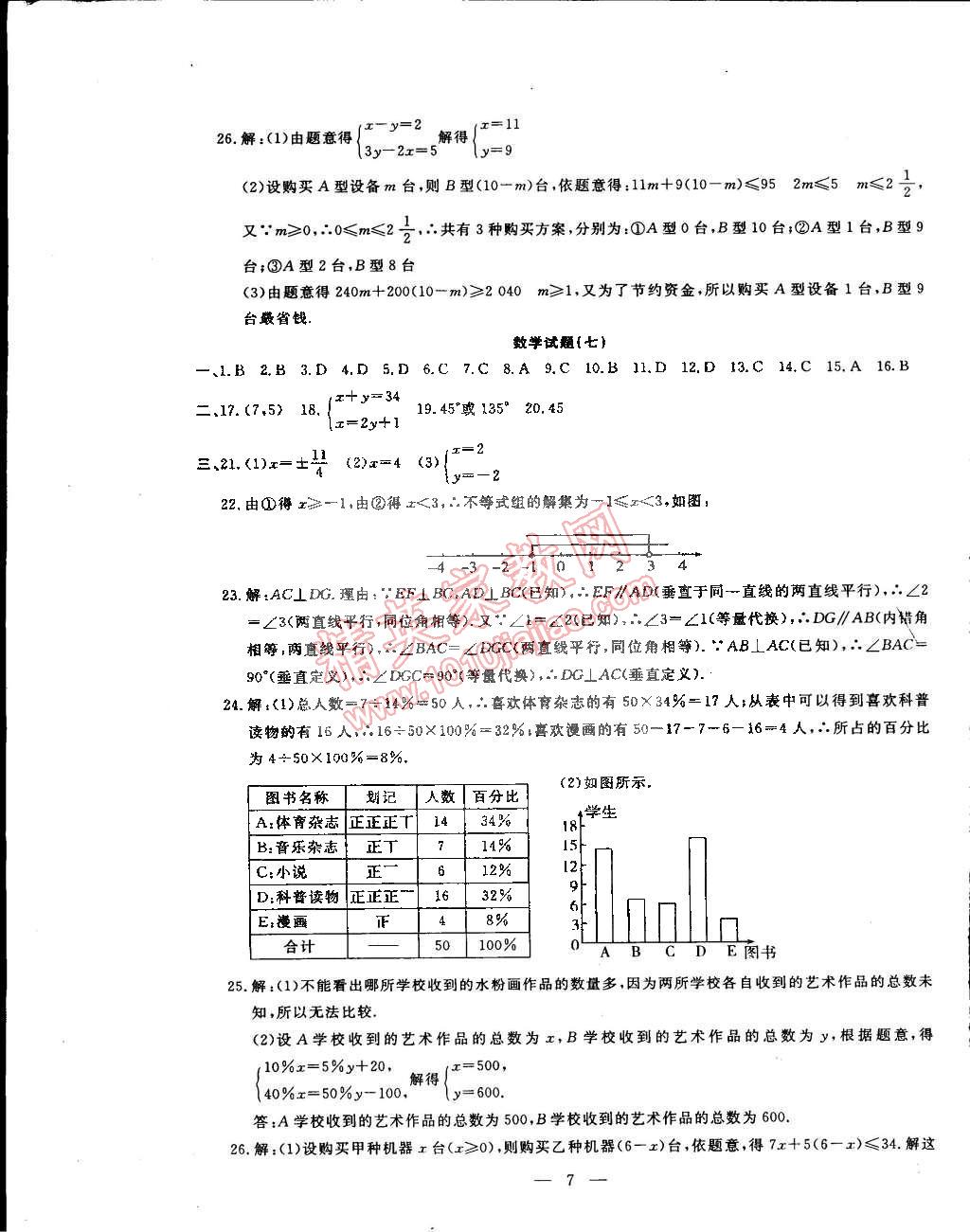 2015年期末快遞黃金8套七年級(jí)數(shù)學(xué)下冊(cè)人教版 第7頁(yè)