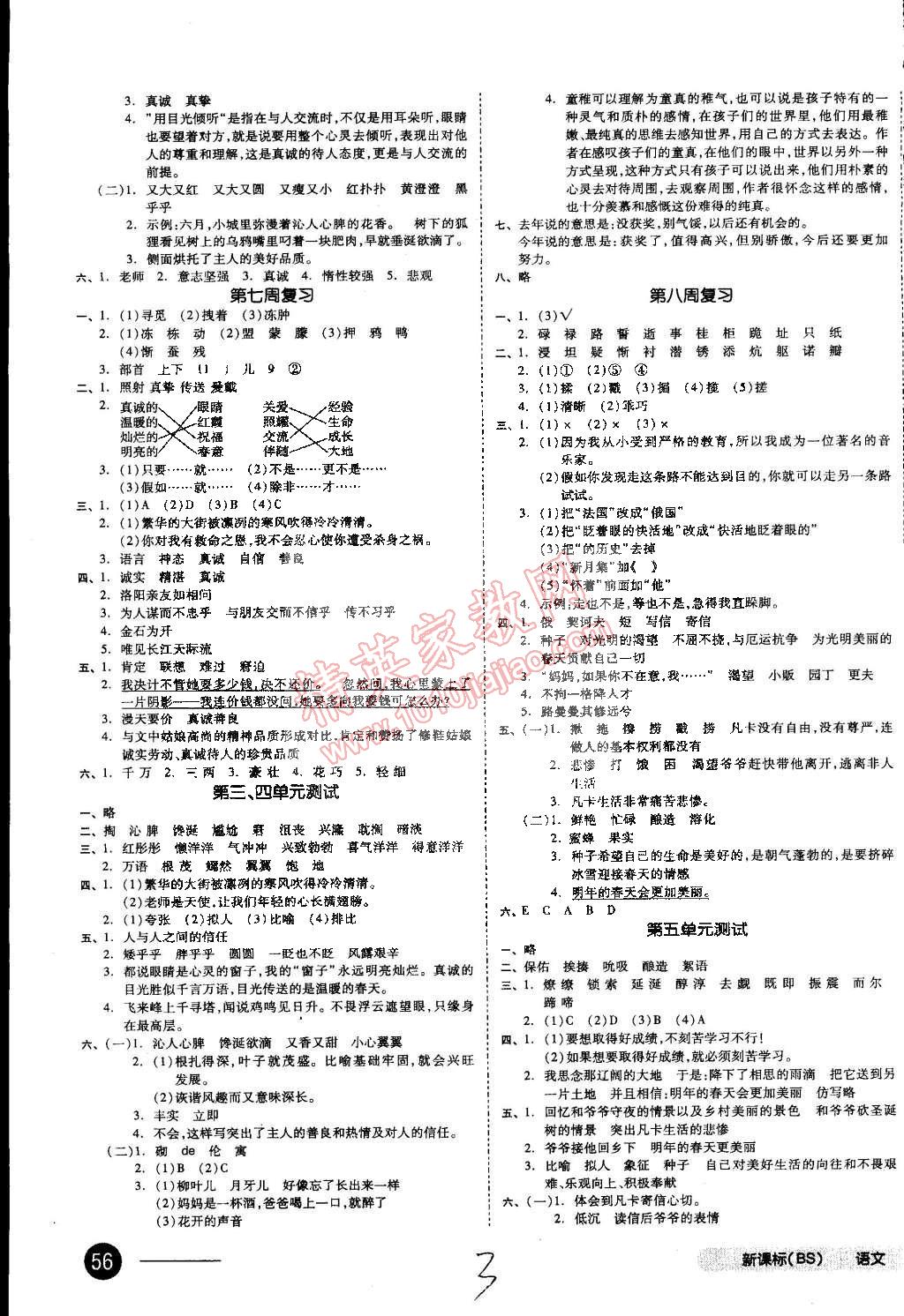 2015年同步活頁(yè)測(cè)試卷全品小復(fù)習(xí)五年級(jí)語(yǔ)文下冊(cè)北師大版 第3頁(yè)