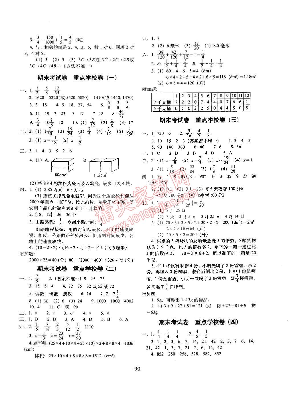 2015年期末沖刺100分五年級數(shù)學(xué)下冊人教版 第6頁