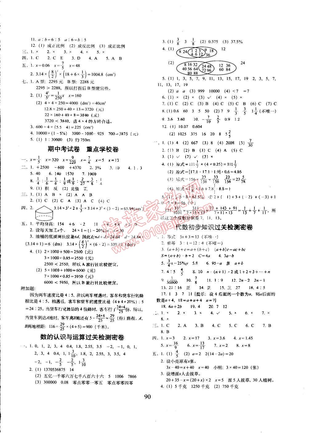 2015年期末冲刺100分六年级数学下册人教版 第2页