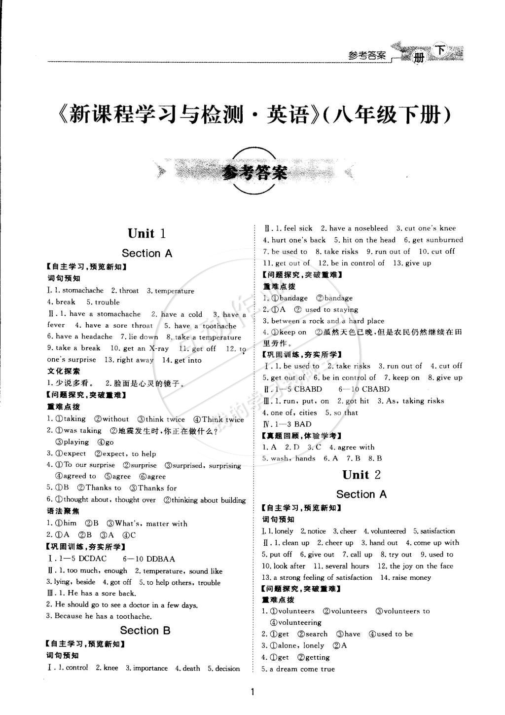 2015年新課程學(xué)習(xí)與檢測八年級英語下冊人教版 第1頁