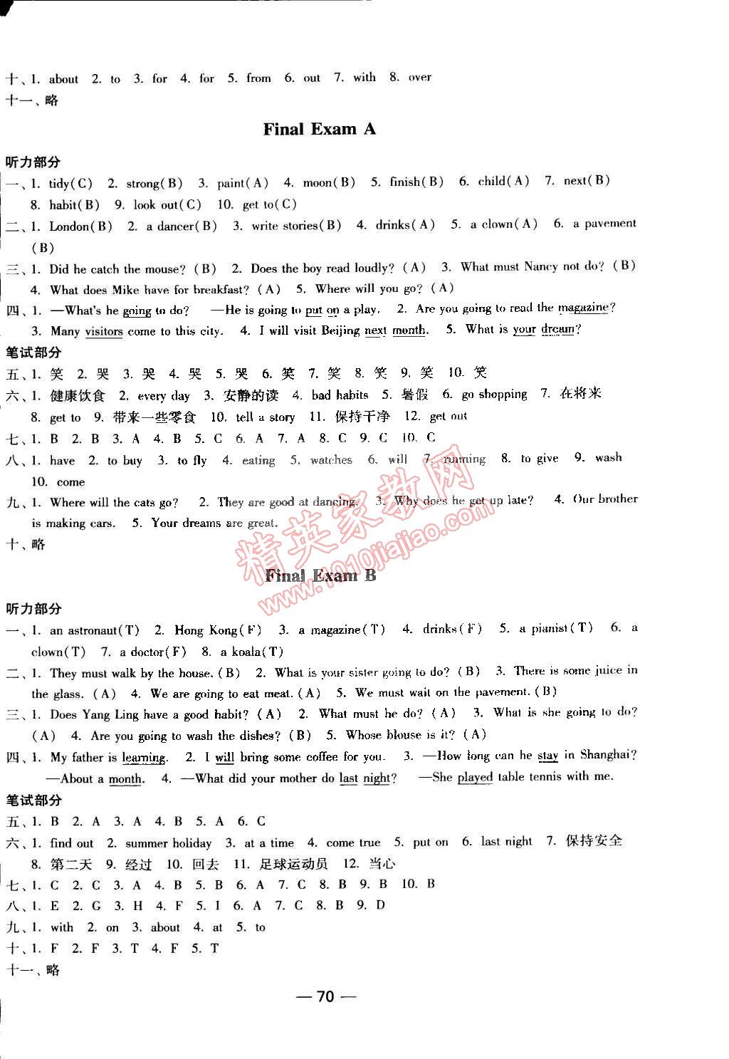 2015年随堂练1加2课时金练六年级英语下册江苏版 第14页