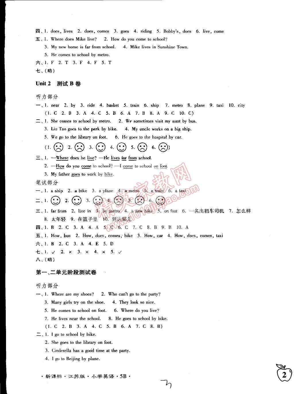 2015年江蘇密卷五年級英語下冊江蘇版 第3頁