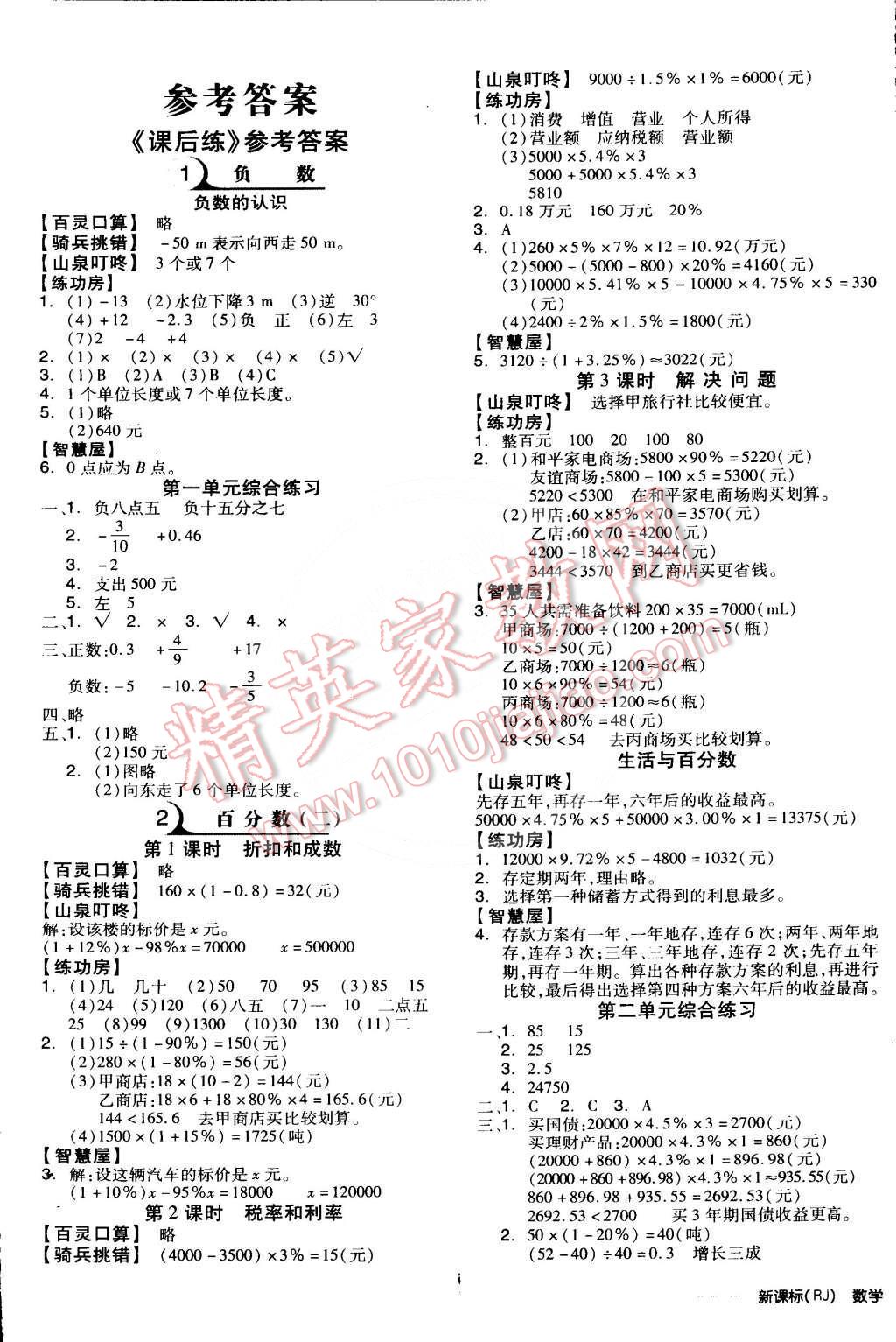 2014年全品学练考六年级数学下册人教版 第6页