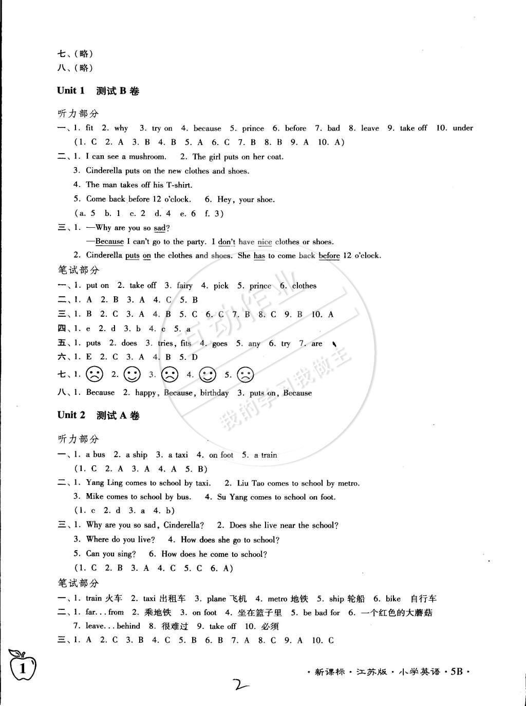 2015年江蘇密卷五年級英語下冊江蘇版 第2頁