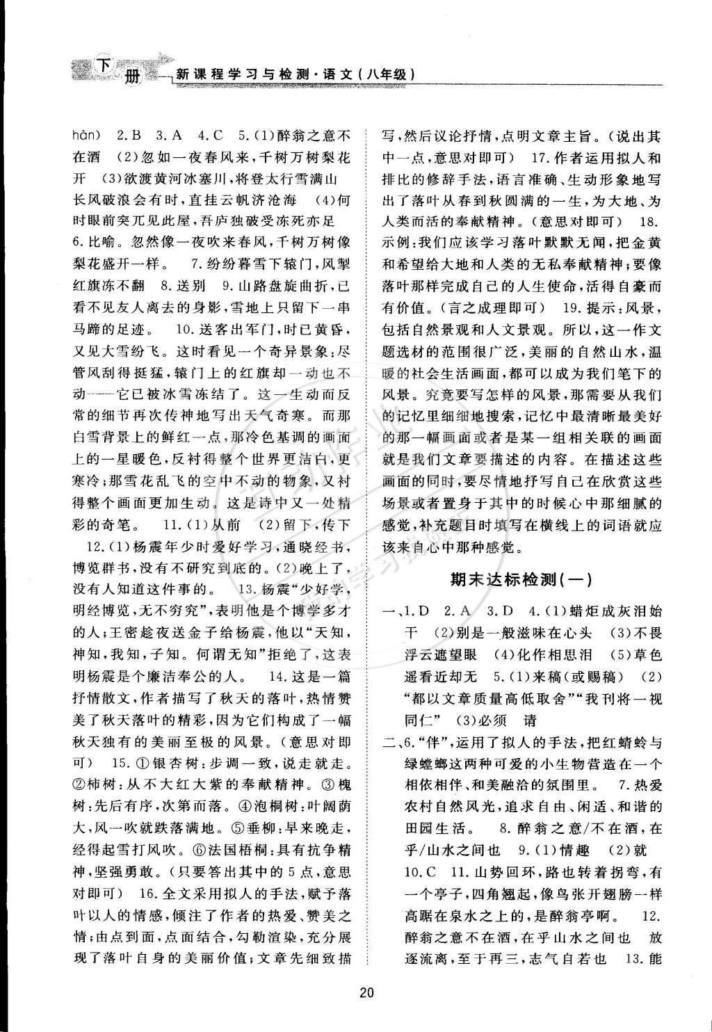 2015年新課程學(xué)習(xí)與檢測八年級語文下冊人教版 第20頁