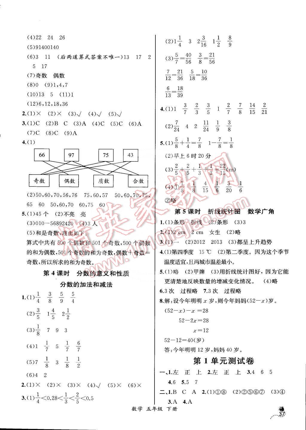 2015年同步導(dǎo)學(xué)案課時(shí)練五年級(jí)數(shù)學(xué)下冊(cè)人教版 第15頁(yè)